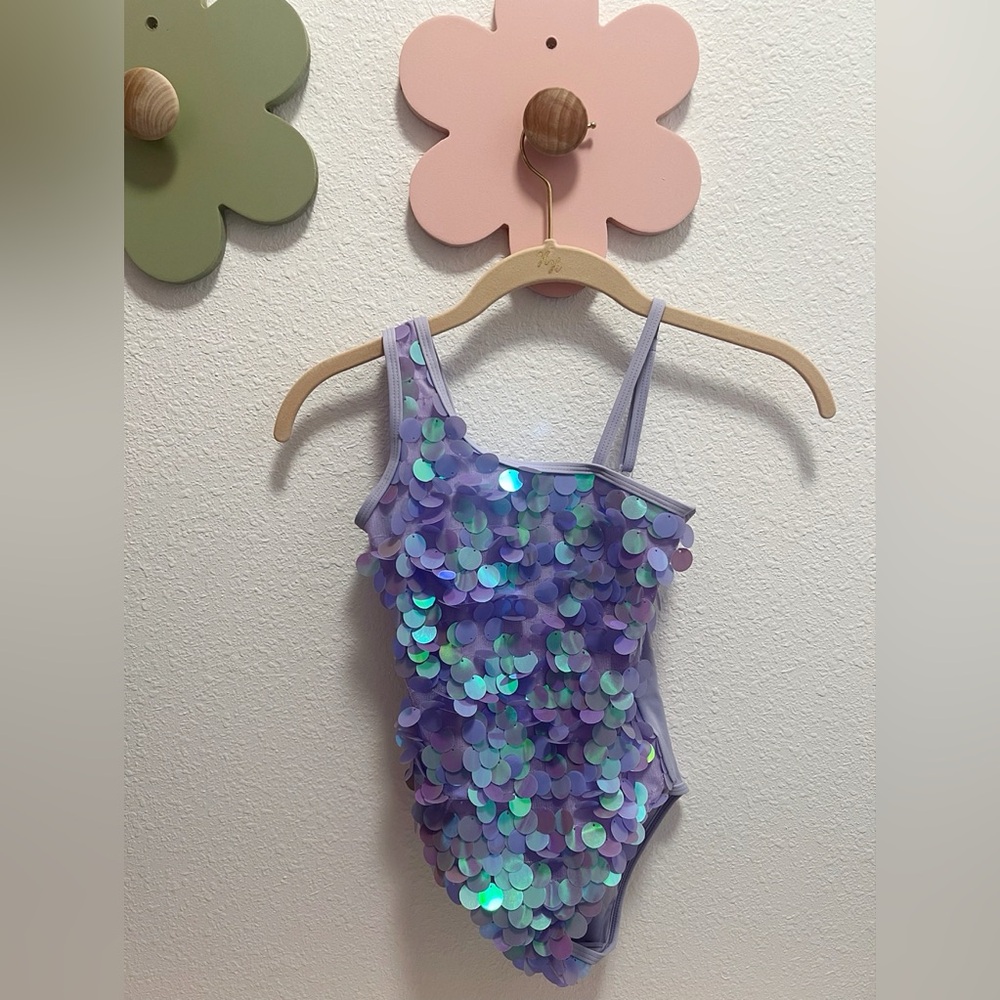 Lola and the boys girls  purple sequin bathing suit
